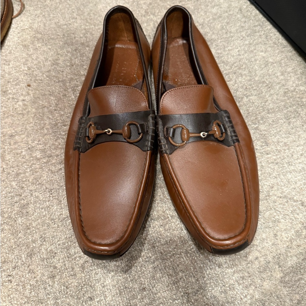 Gucci Brown Leather Slip-On Loafers